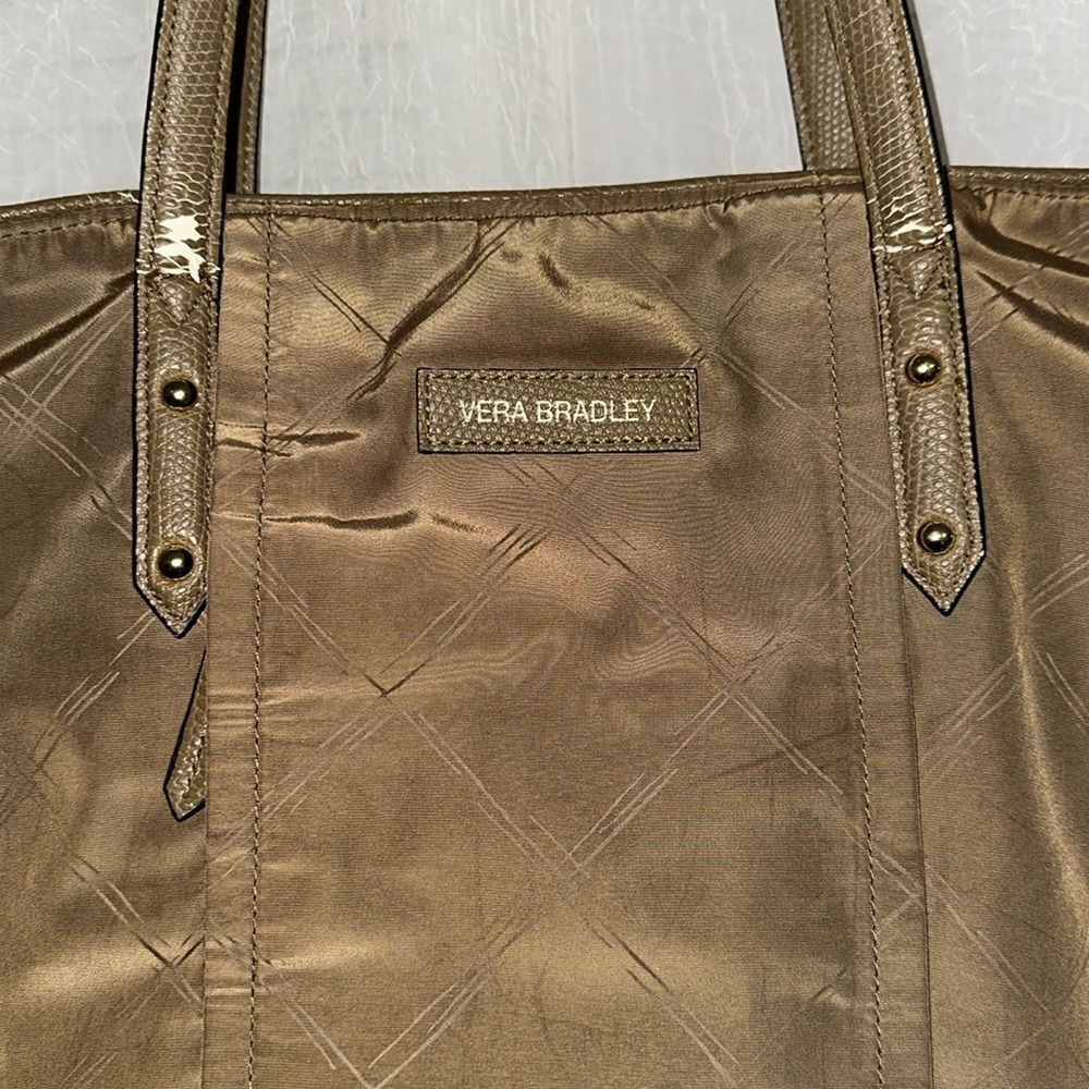 FREE w/bundle Vera Bradley Light Brown Tan Nylon Tote Faux Leather Combo - Picture 7 of 16